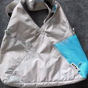 Baboon To The Moon Gray and Blue Triangle Bag